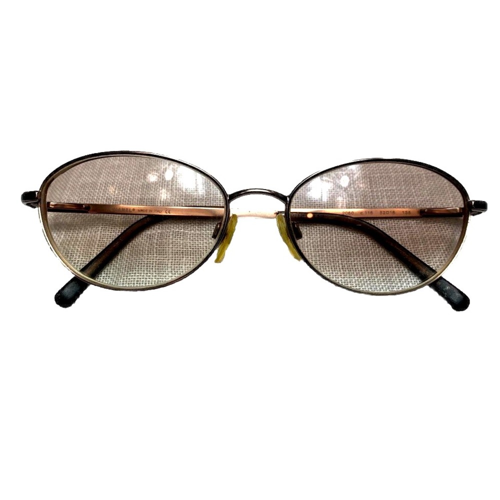 CHANEL Gold and Black Oval Glasses